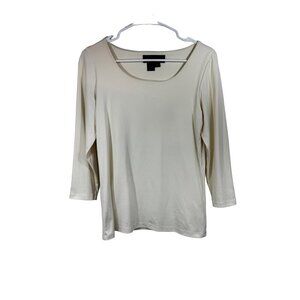 Nina Mclemore Size Medium Global Knit Ballet Top 3/4 Sleeve Ivory